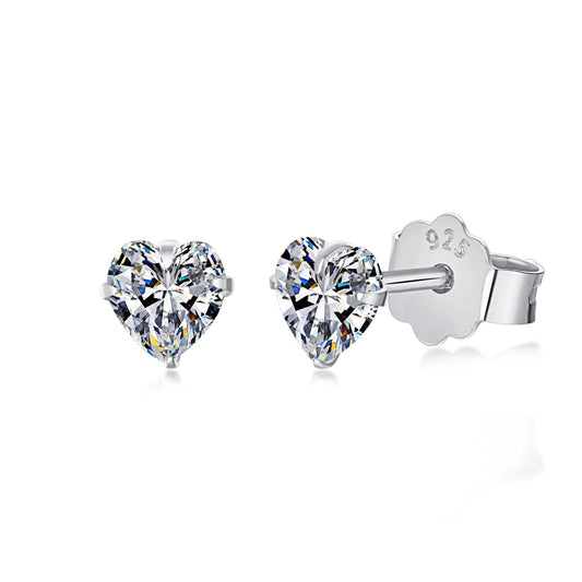 [Love More]Sparkling Heart Shaped Simple Earrings