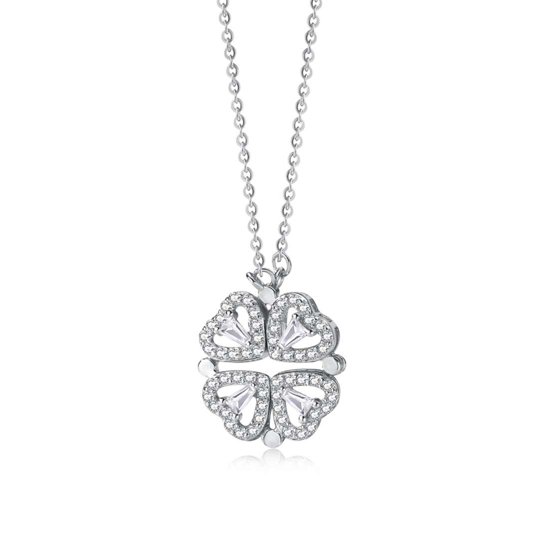 [Love More]Ornate Heart Cut Flower Shape Necklace