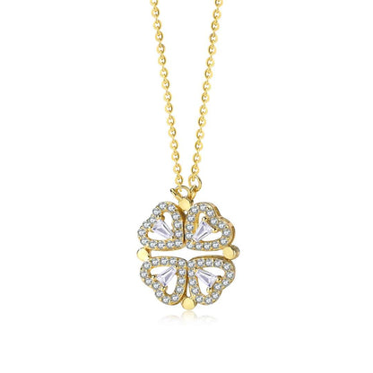 [Love More]Ornate Heart Cut Flower Shape Necklace
