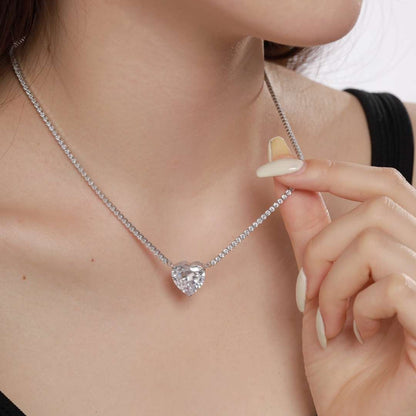 [Love More]8.0 Carat Versatile Colorful Sweet Heart-Shaped Tennis Necklace