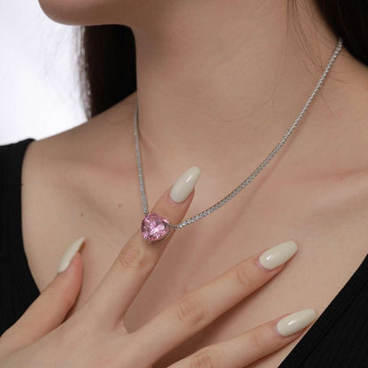 [Love More]8.0 Carat Versatile Colorful Sweet Heart-Shaped Tennis Necklace