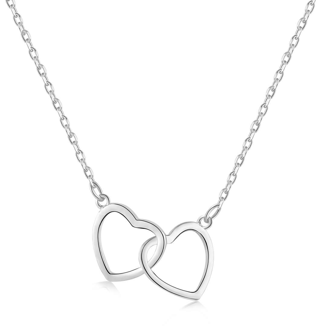 [Love More]Sterling Silver Love Double Ring Necklace