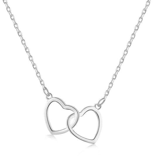 [Love More]Sterling Silver Love Double Ring Necklace