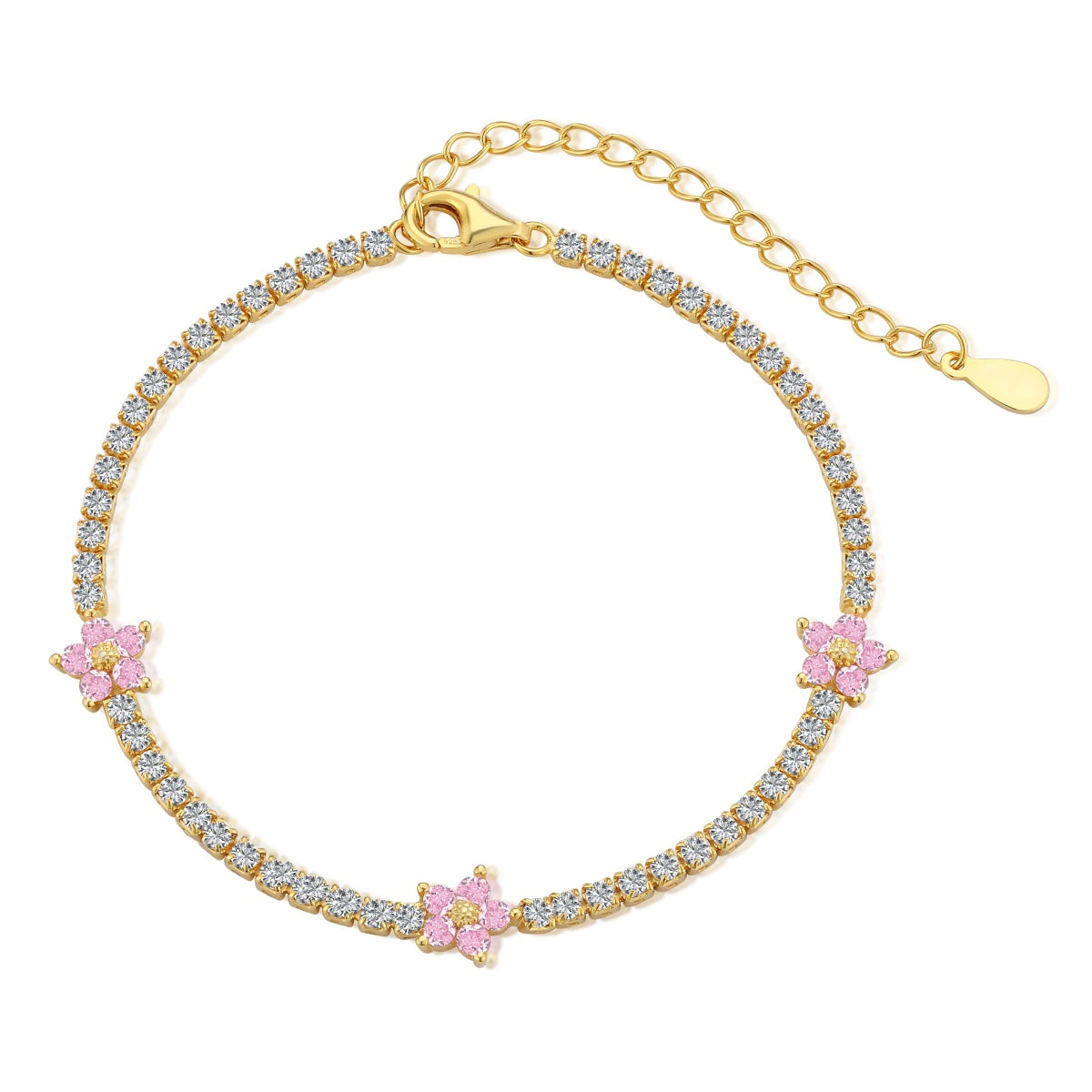 [Love More]Sparkling Flower Shape Tennis Bracelet