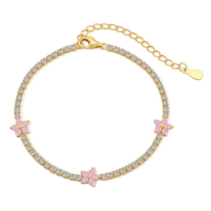 [Love More]Sparkling Flower Shape Tennis Bracelet