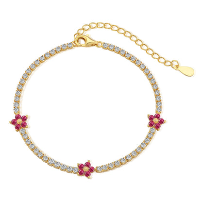 [Love More]Sparkling Flower Shape Tennis Bracelet