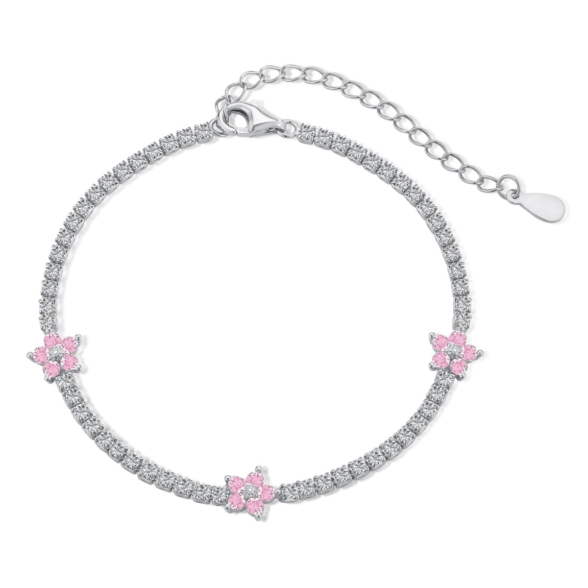 [Love More]Sparkling Flower Shape Tennis Bracelet