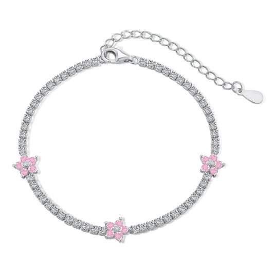 [Love More]Sparkling Flower Shape Tennis Bracelet