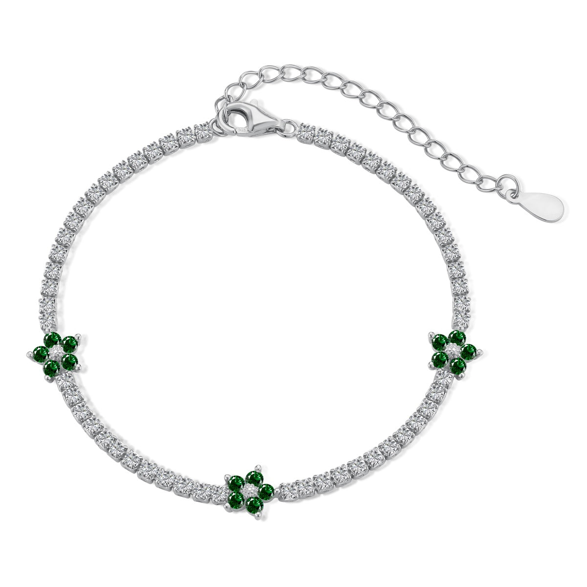 [Love More]Sparkling Flower Shape Tennis Bracelet