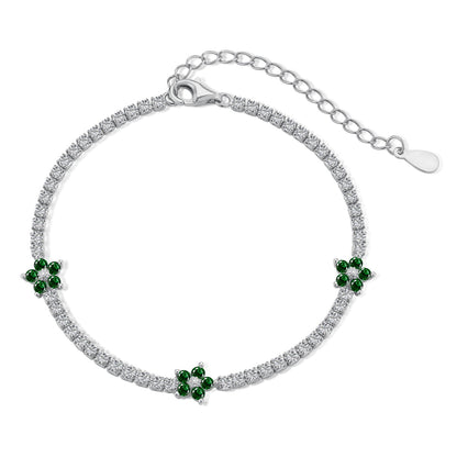[Love More]Sparkling Flower Shape Tennis Bracelet