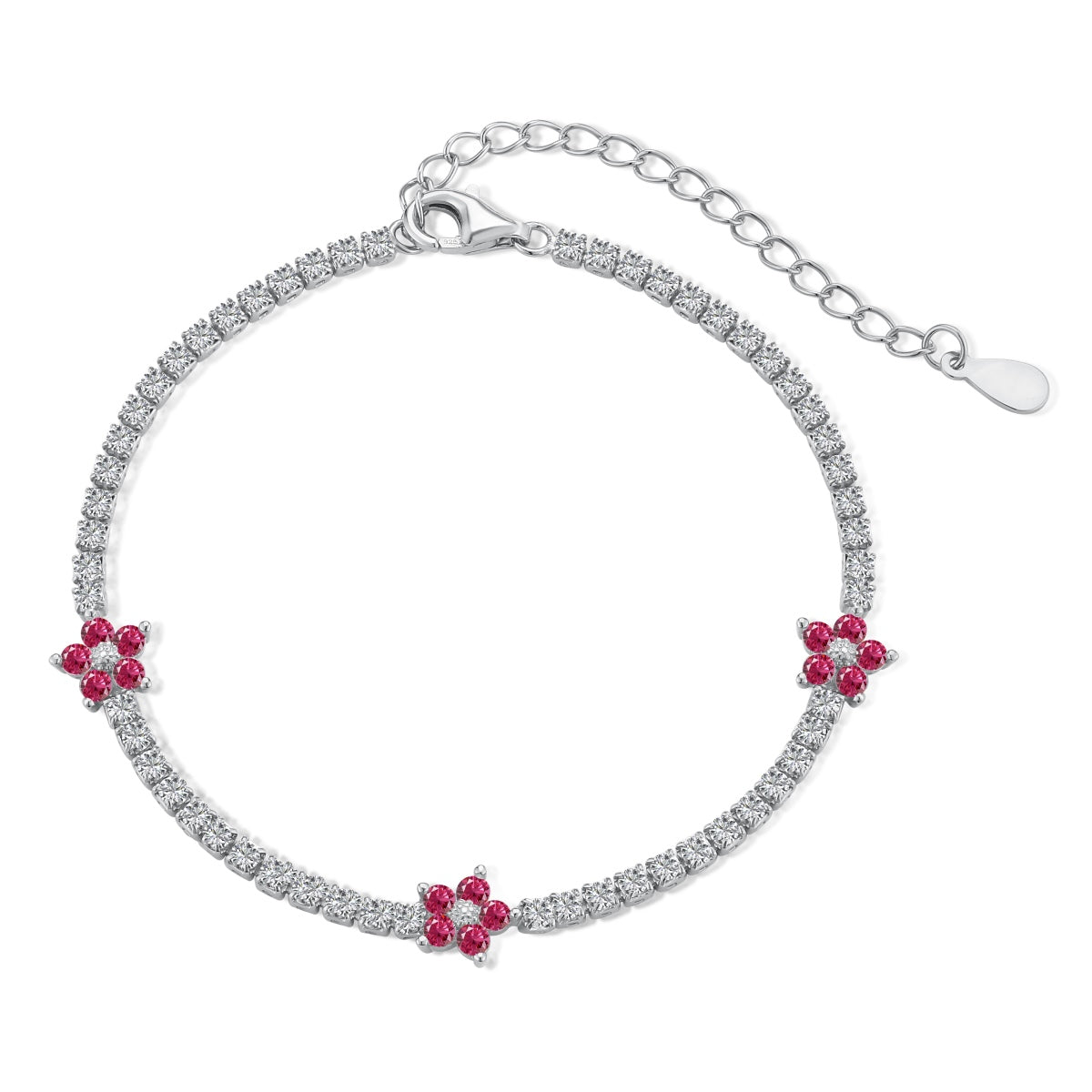 [Love More]Sparkling Flower Shape Tennis Bracelet