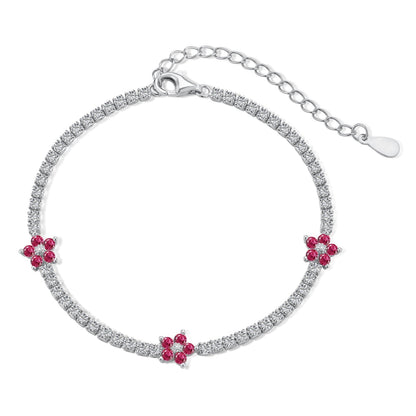 [Love More]Sparkling Flower Shape Tennis Bracelet