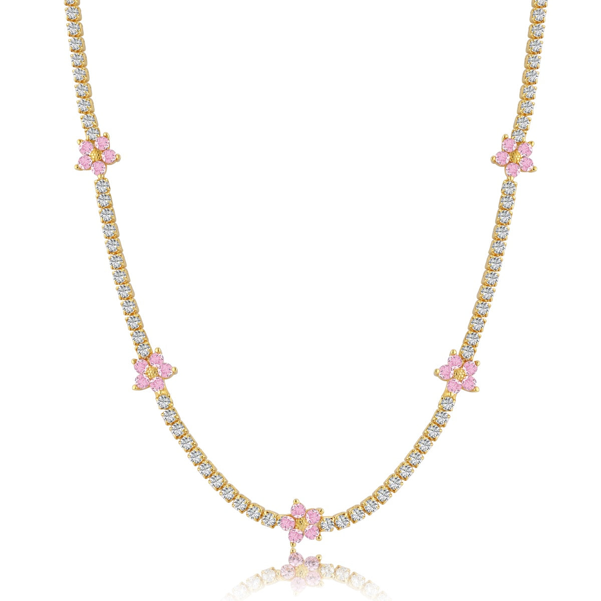 [Love More]Luxurious Colorful Flower Tennis Necklace
