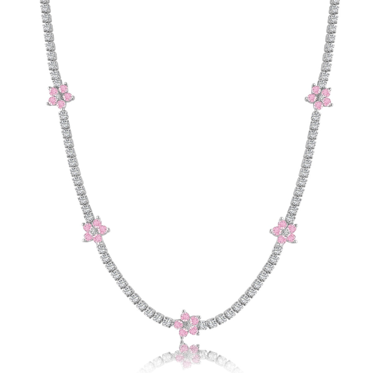 [Love More]Luxurious Colorful Flower Tennis Necklace