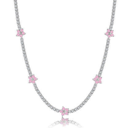 [Love More]Luxurious Colorful Flower Tennis Necklace