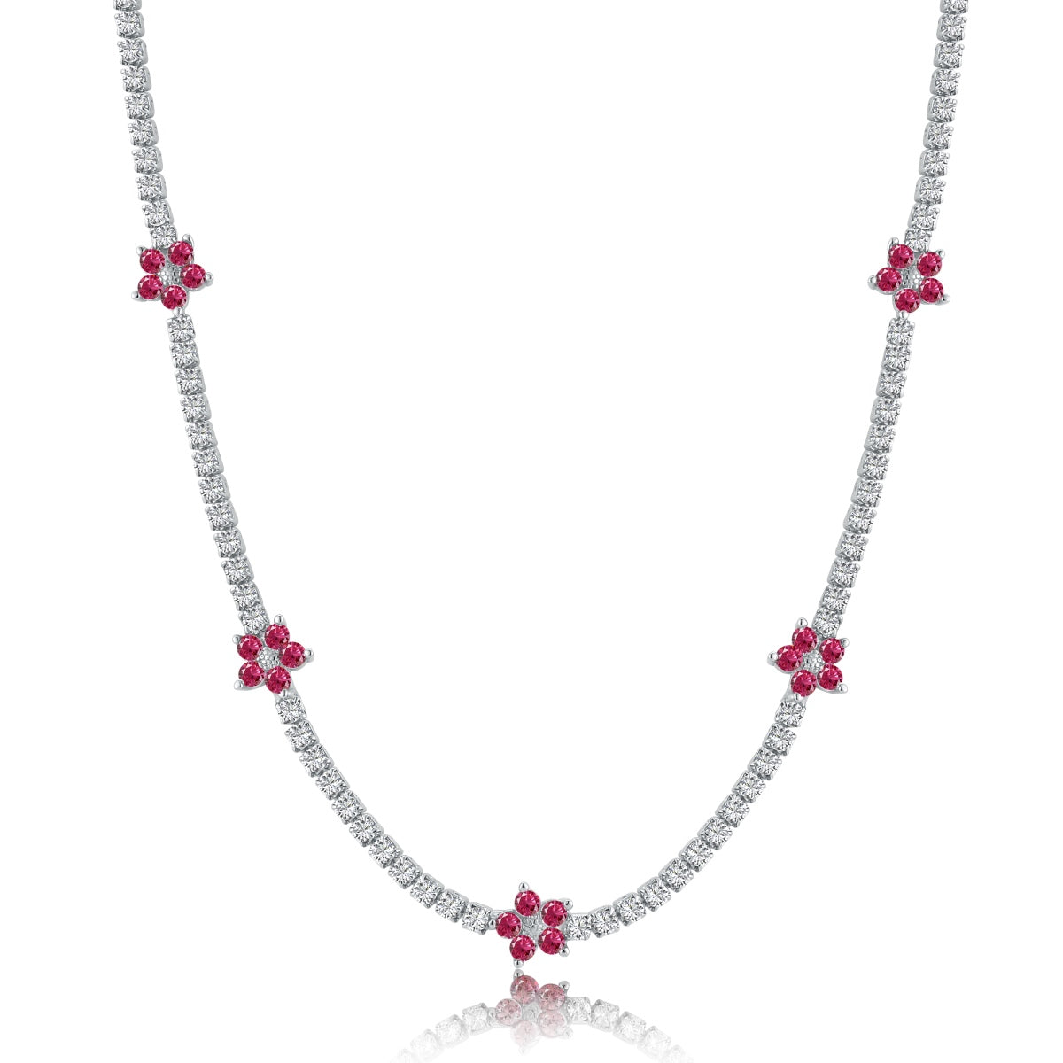 [Love More]Luxurious Colorful Flower Tennis Necklace