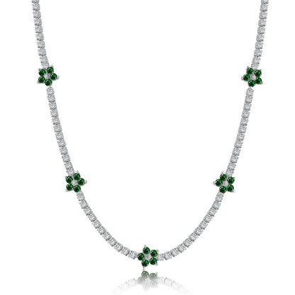 [Love More]Luxurious Colorful Flower Tennis Necklace
