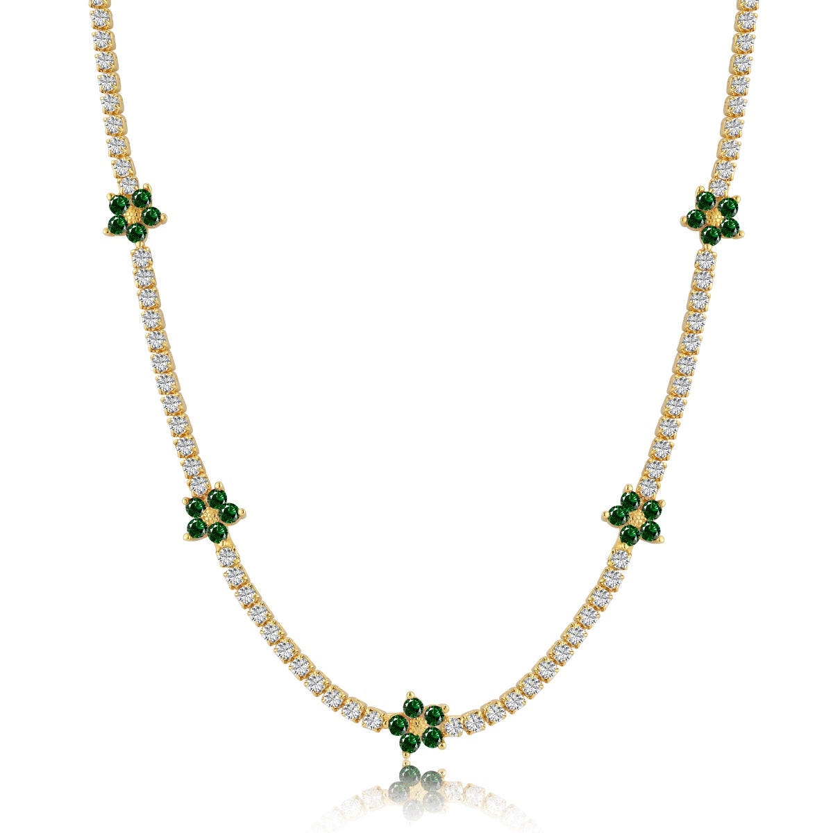 [Love More]Luxurious Colorful Flower Tennis Necklace