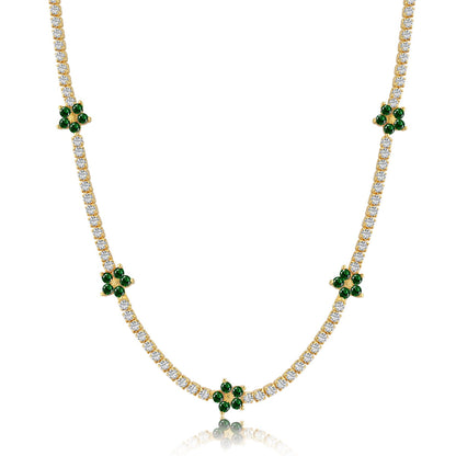 [Love More]Luxurious Colorful Flower Tennis Necklace