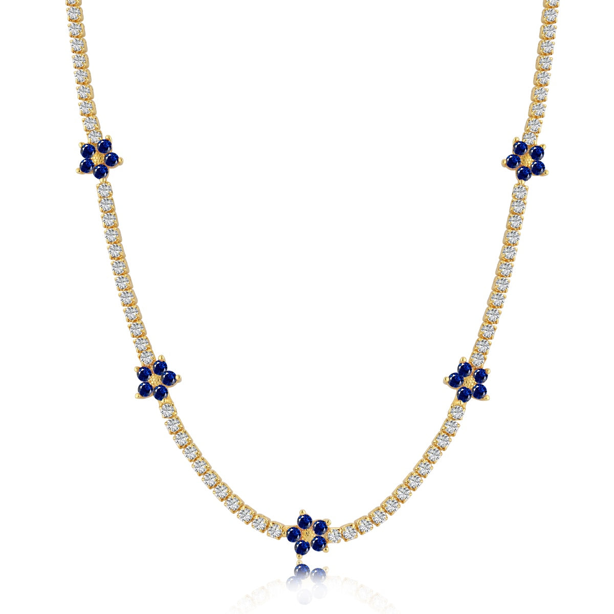 [Love More]Luxurious Colorful Flower Tennis Necklace