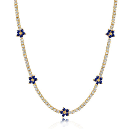 [Love More]Luxurious Colorful Flower Tennis Necklace