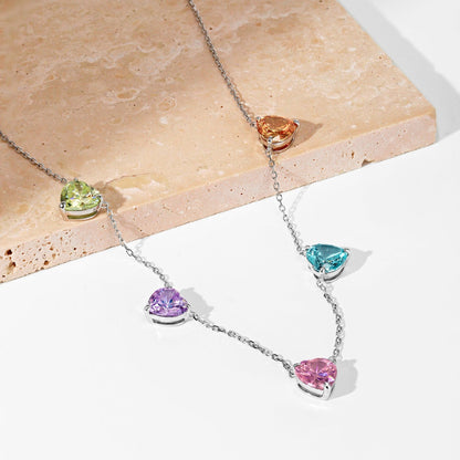 [Love More]Sparkling Colorful Heart Cut Necklace