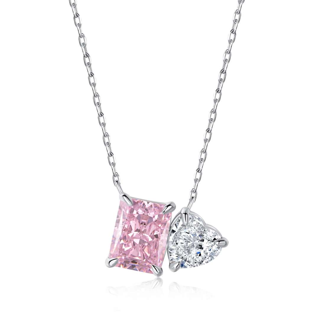 [Love More]Dazzling Square & Heart Shape Necklace