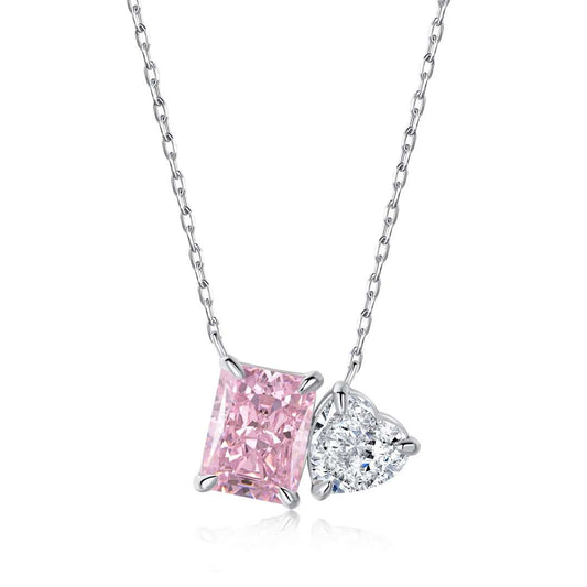 [Love More]Dazzling Square & Heart Shape Necklace