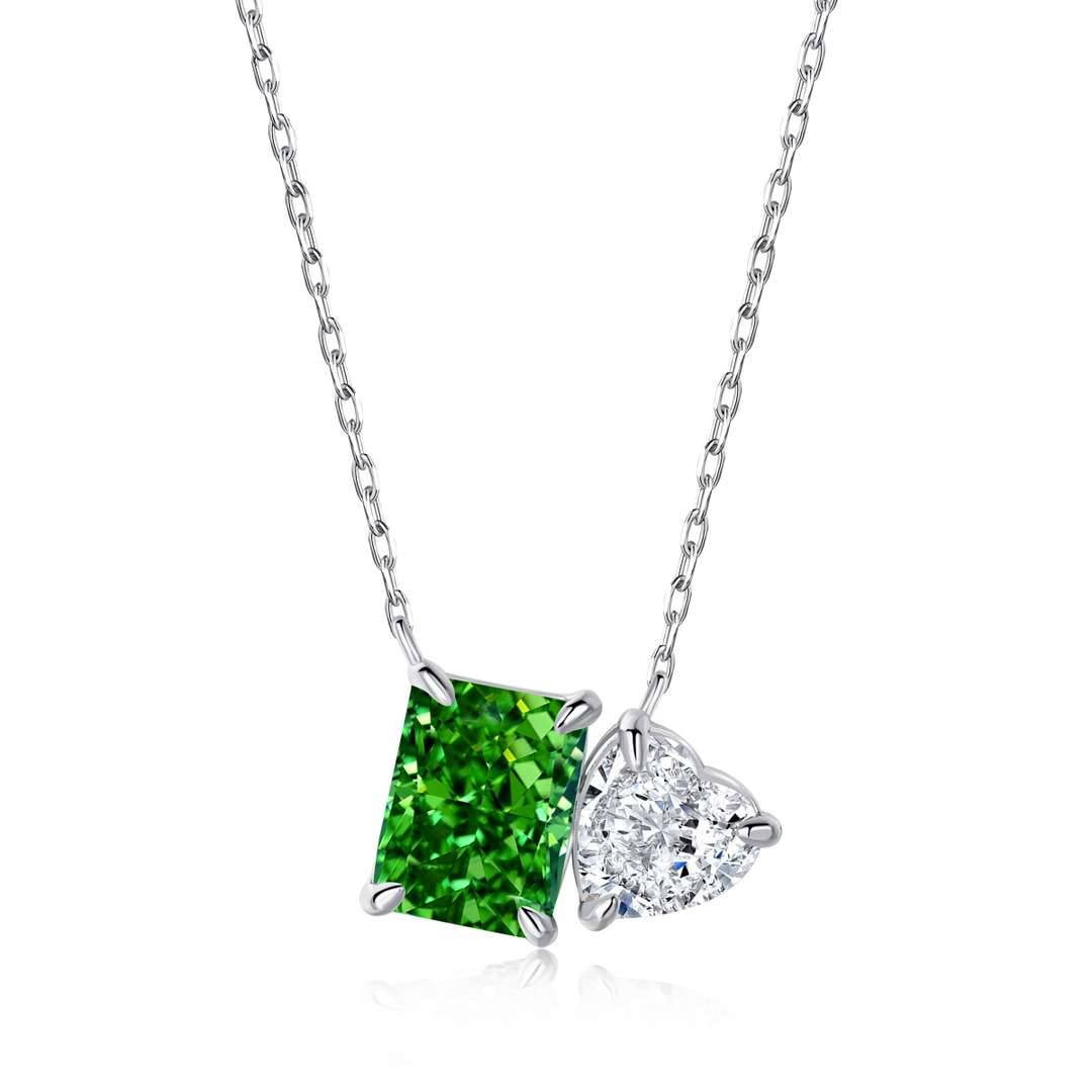 [Love More]Dazzling Square & Heart Shape Necklace