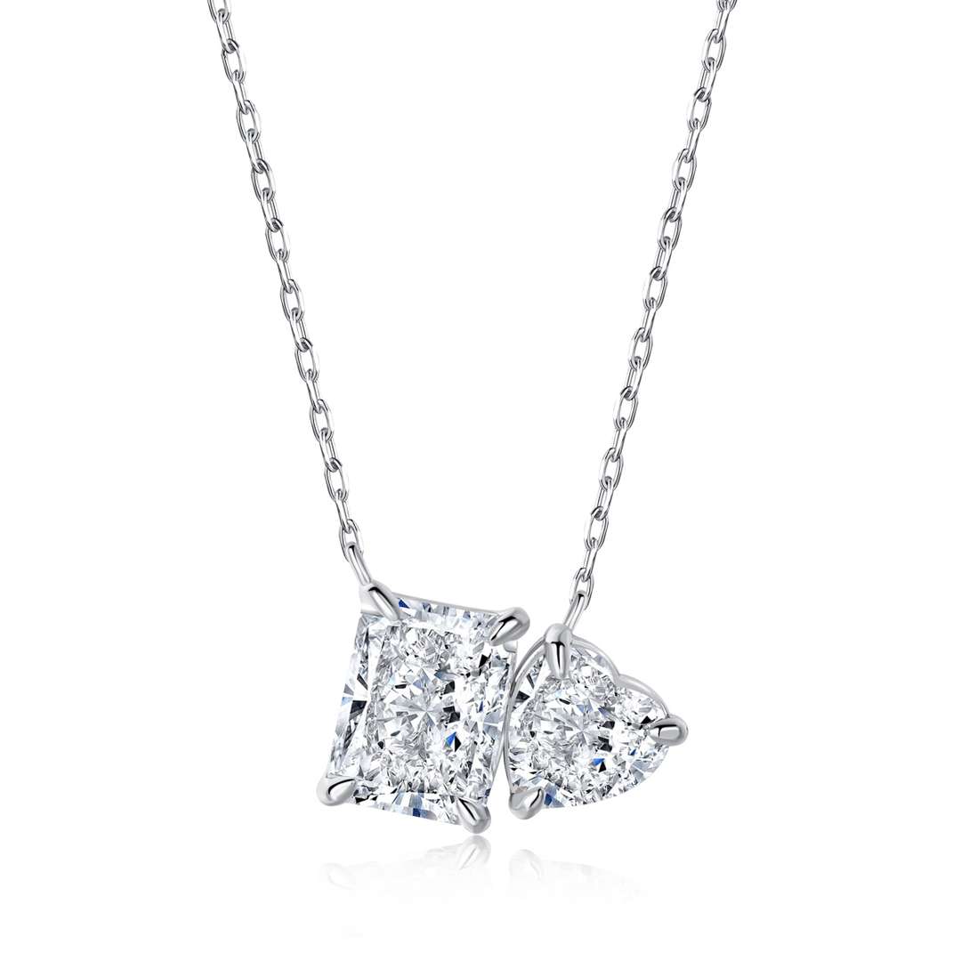 [Love More]Dazzling Square & Heart Shape Necklace