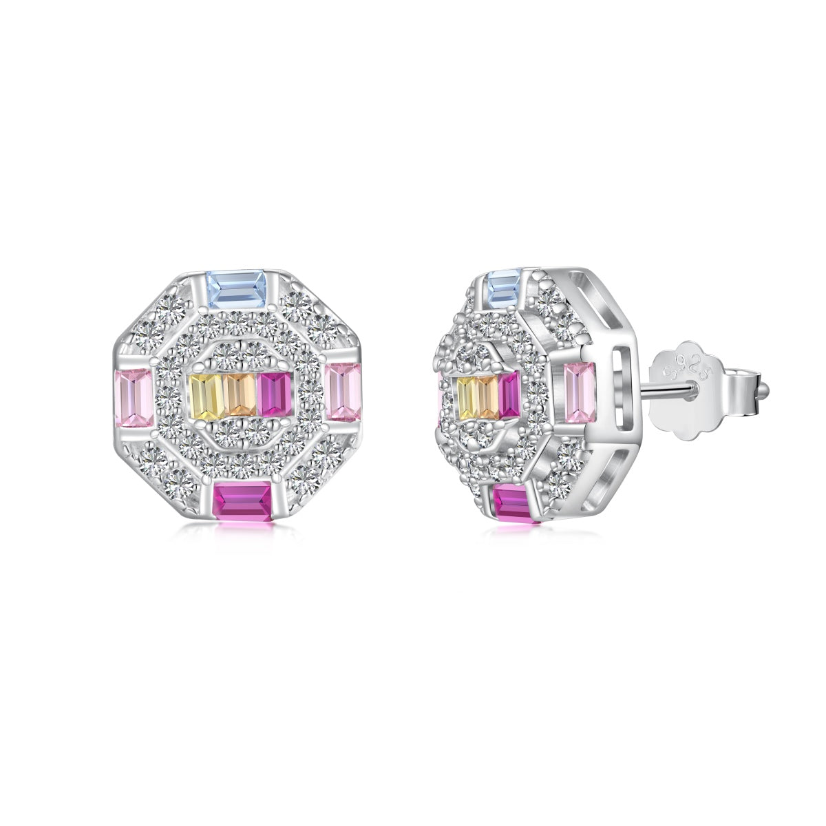 [Love More]Ornate Colorful Octagon Shape Daily Earrings