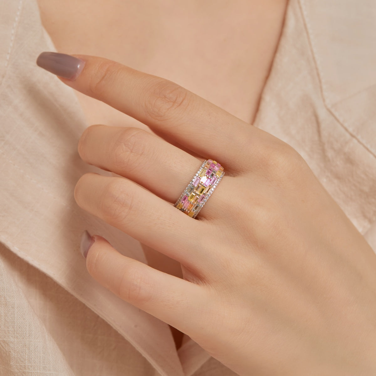 [Love More]Radiant Colorful Radiant Cut Daily Ring