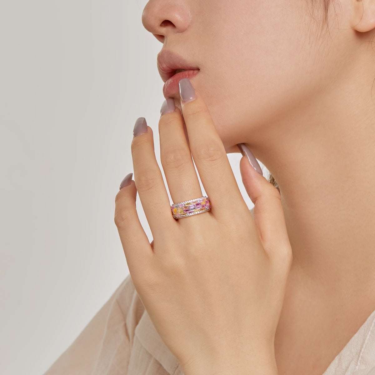 [Love More]Radiant Colorful Radiant Cut Daily Ring