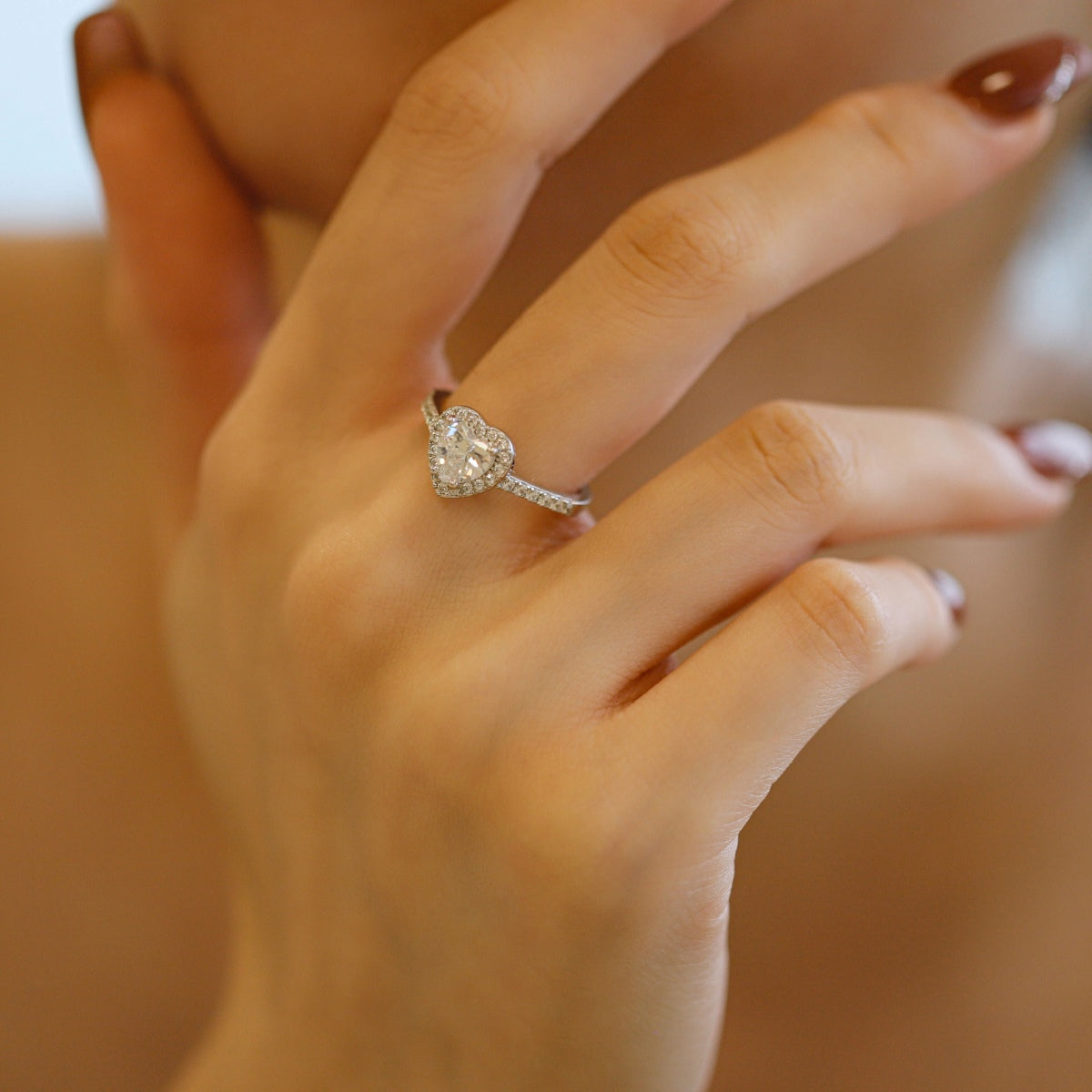 [Love More]Eternity Splashy Romantic Heart Shape Lover Ring
