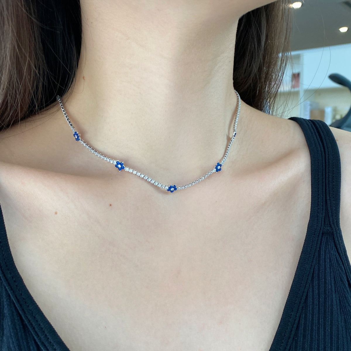 [Love More]Luxurious Colorful Flower Tennis Necklace