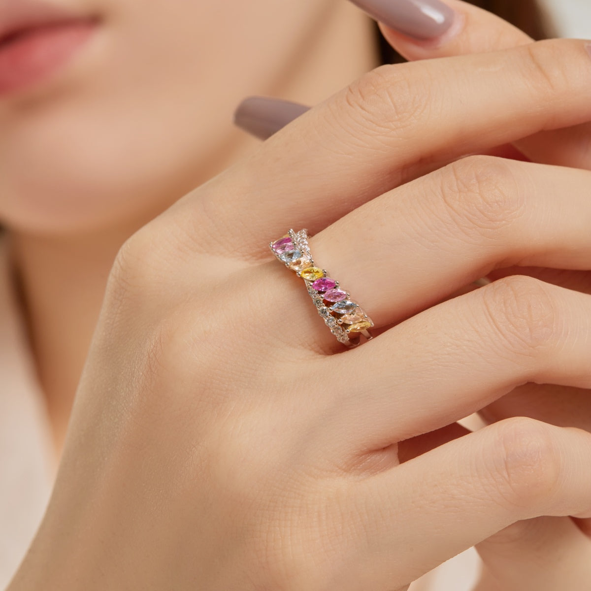 [Love More]Unique Colorful Marquise Cut Daily Ring