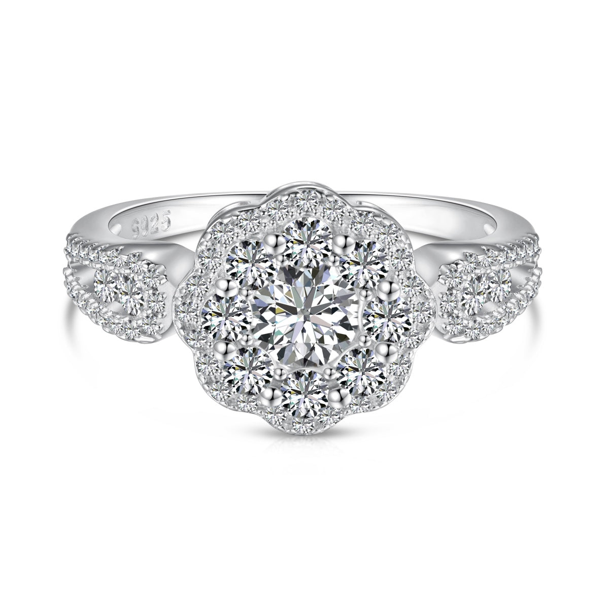 [Love More]Delicate Colorful Round Cut Flower Shape Wedding Ring