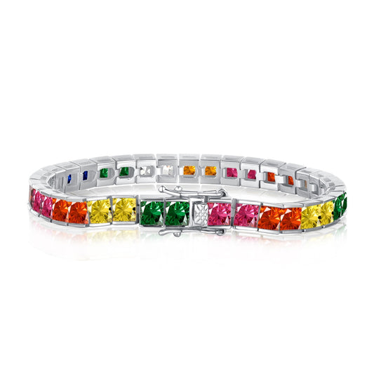 [Love More]Radiant Colorful Princess Cut Tennis Bracelet