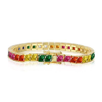 [Love More]Radiant Colorful Princess Cut Tennis Bracelet