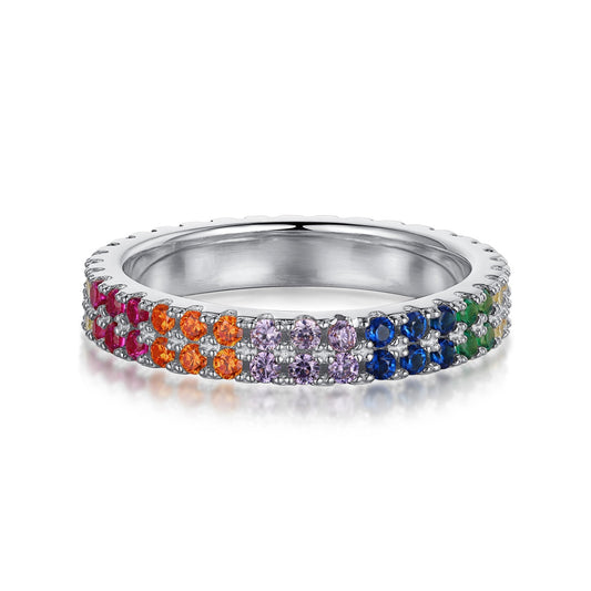[Love More]Unique Colorful Round Cut Tennis Ring