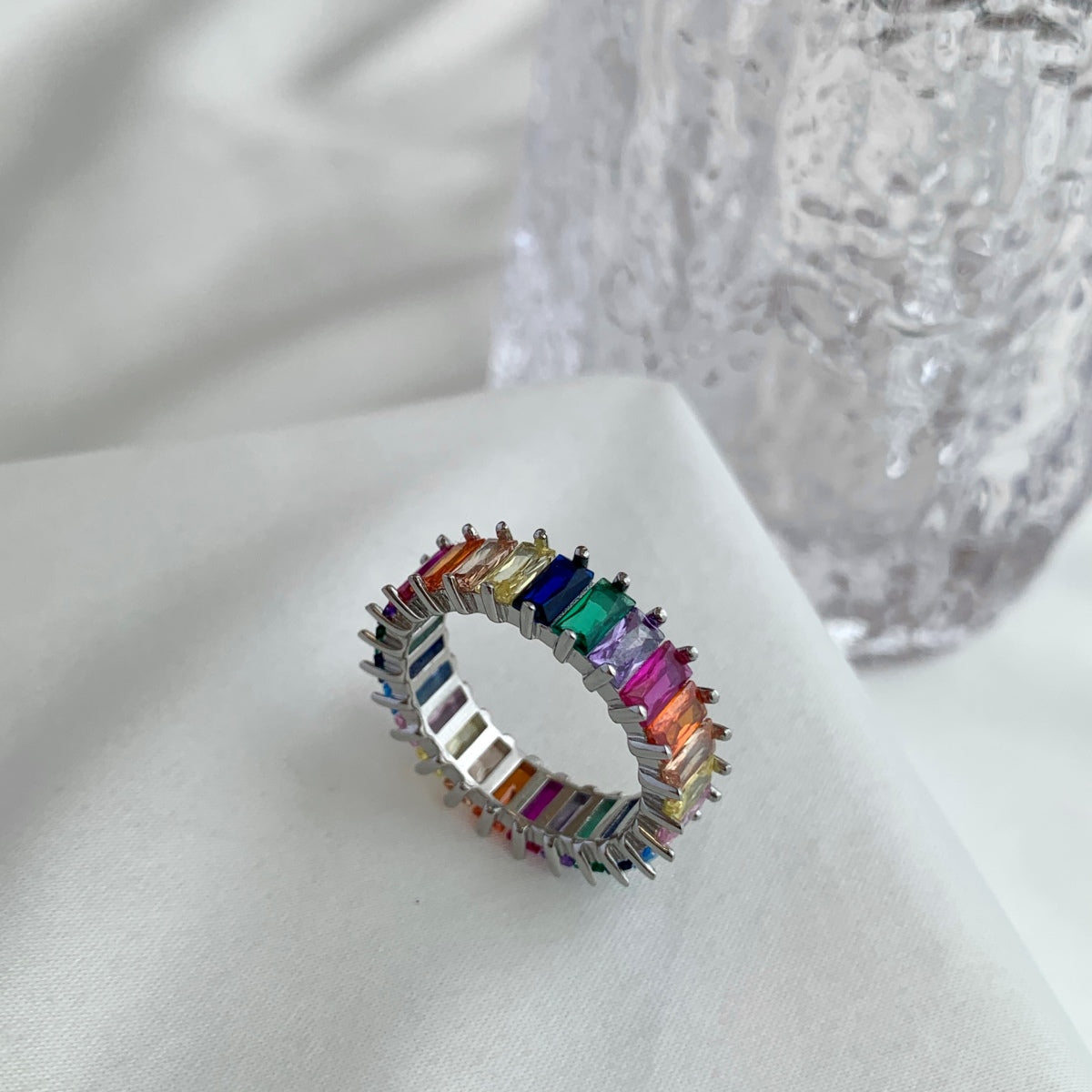 [Love More]Unique Colorful Radiant Cut RIng