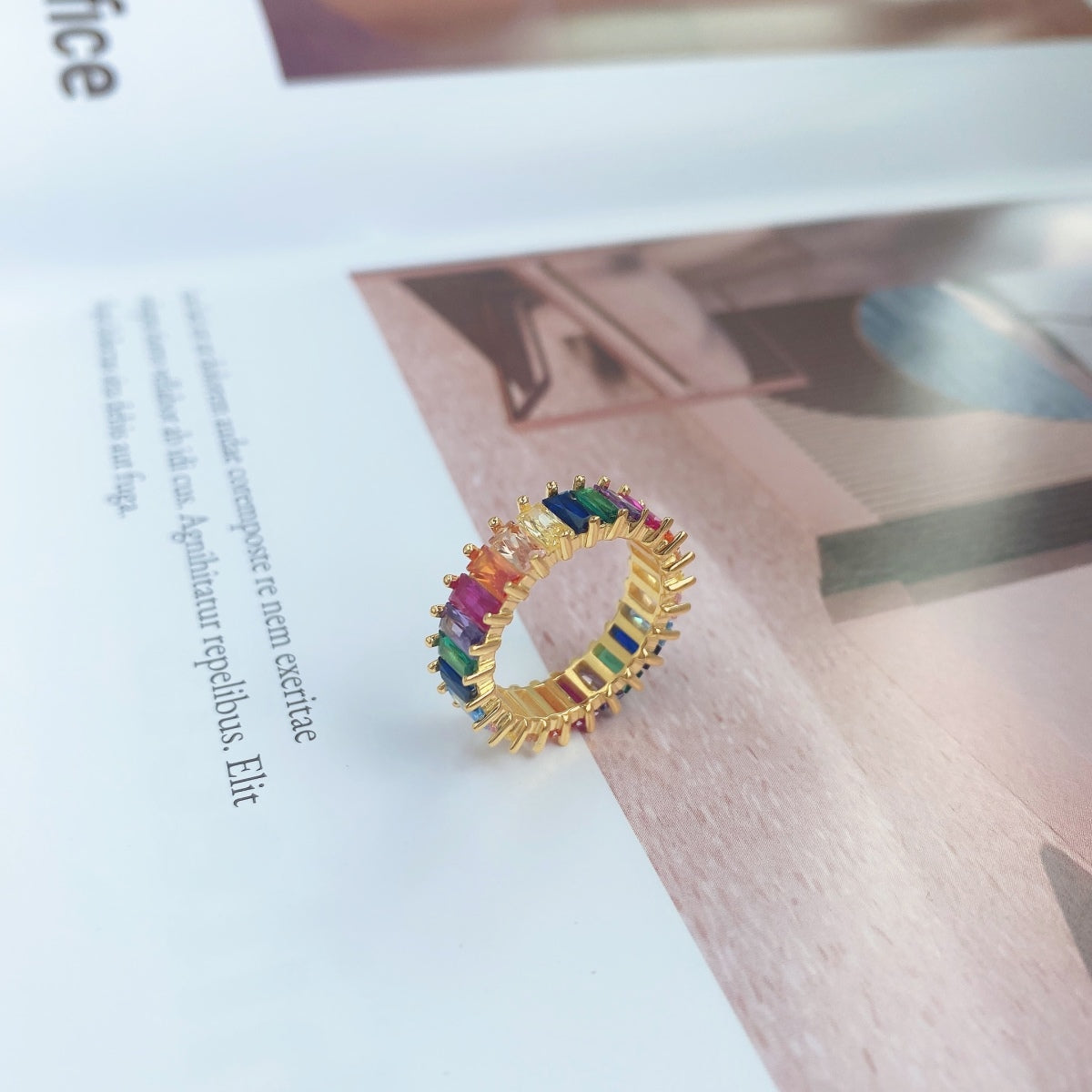 [Love More]Unique Colorful Radiant Cut RIng