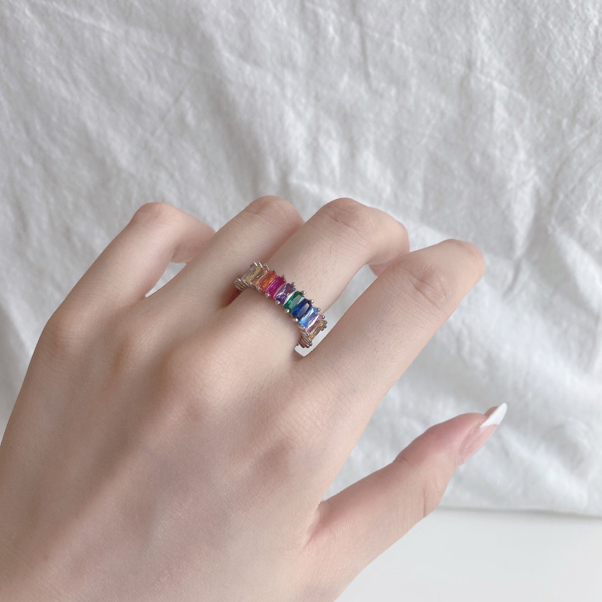 [Love More]Unique Colorful Radiant Cut RIng