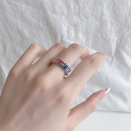 [Love More]Unique Colorful Radiant Cut RIng