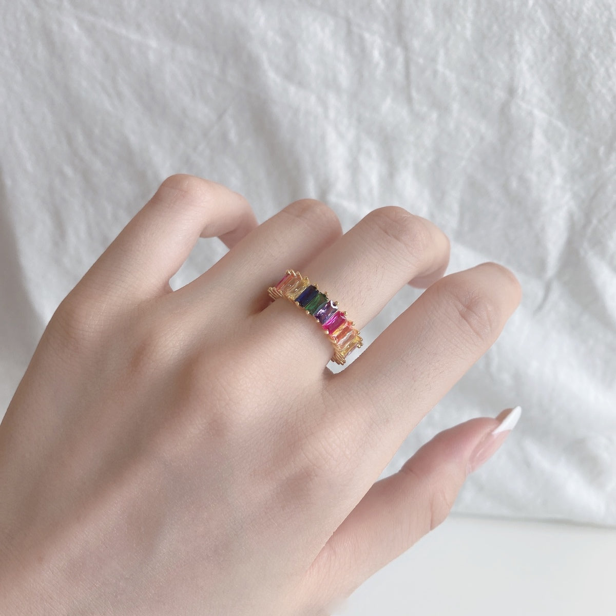 [Love More]Unique Colorful Radiant Cut RIng