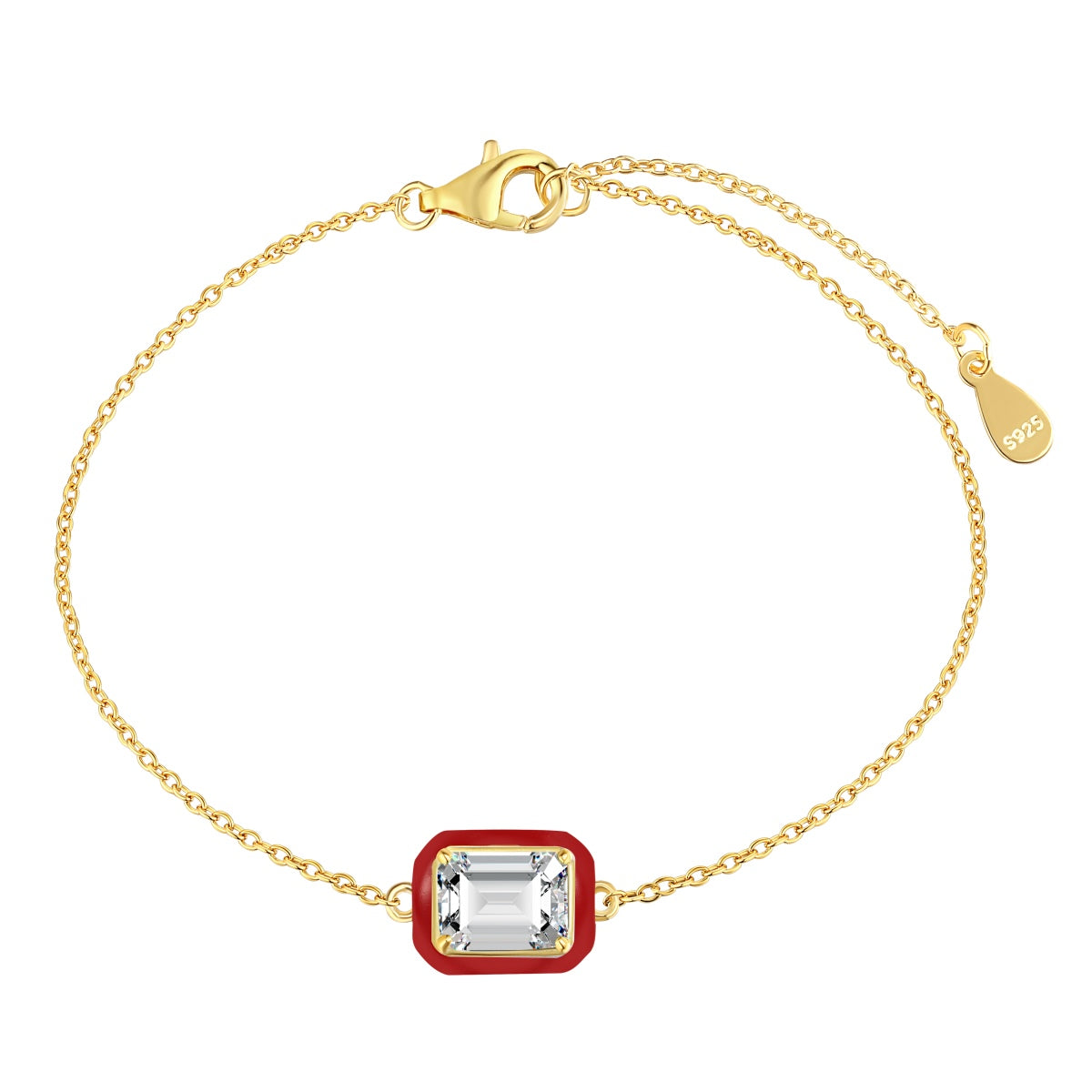 [Love More]2.0 Carat Sparkling Colorful Emerald Cut Daily Bracelet