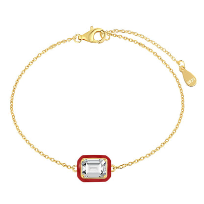 [Love More]2.0 Carat Sparkling Colorful Emerald Cut Daily Bracelet
