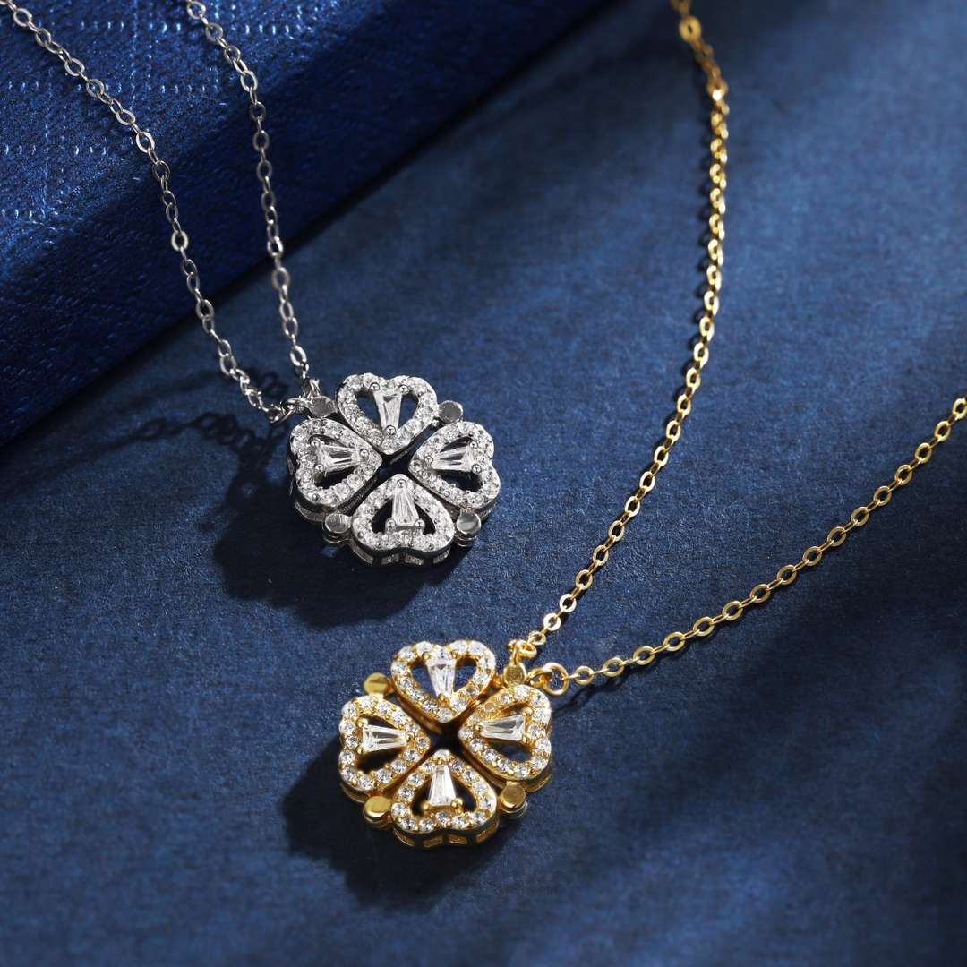 [Love More]Ornate Heart Cut Flower Shape Necklace