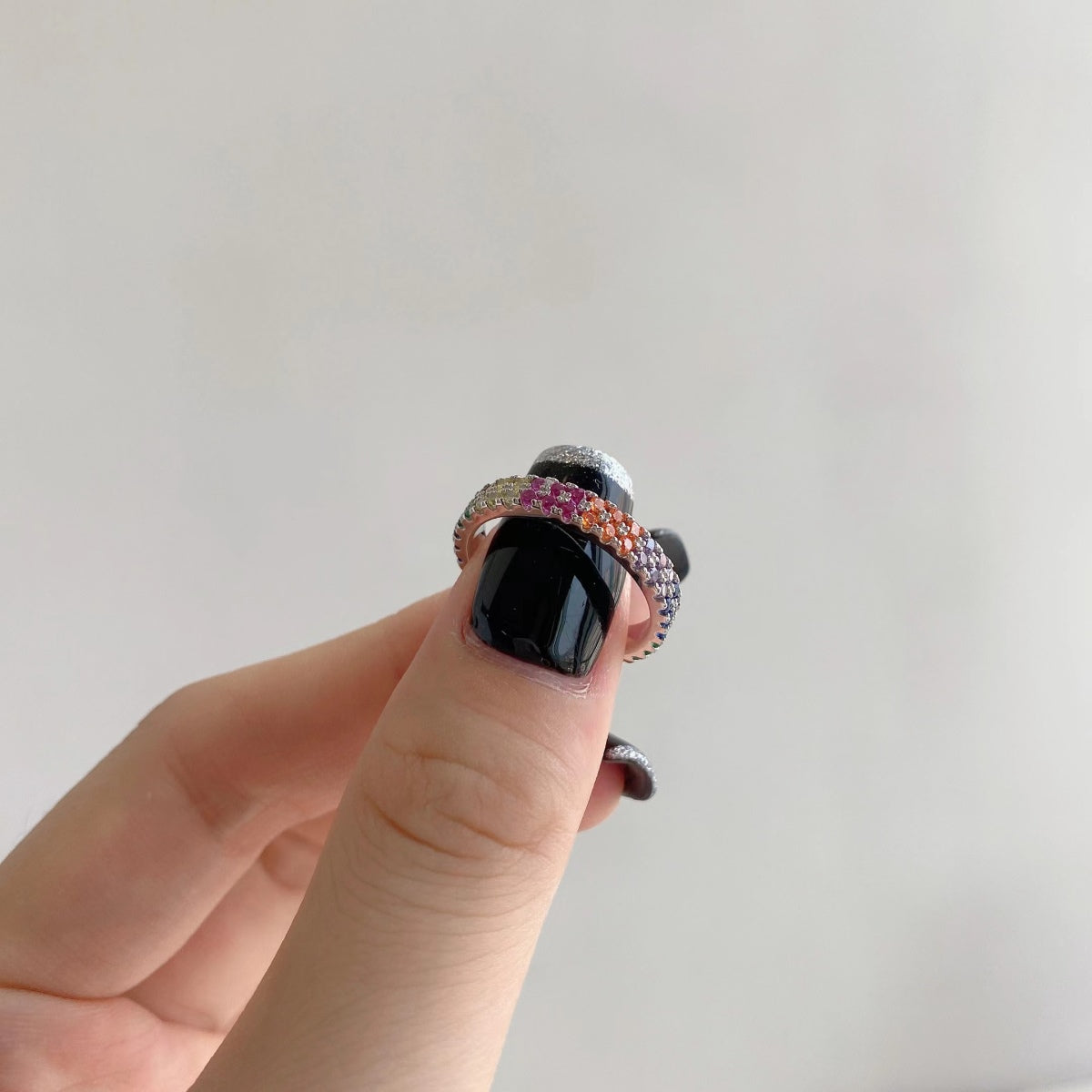 [Love More]Unique Colorful Round Cut Tennis Ring