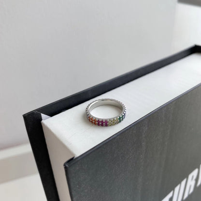 [Love More]Unique Colorful Round Cut Tennis Ring